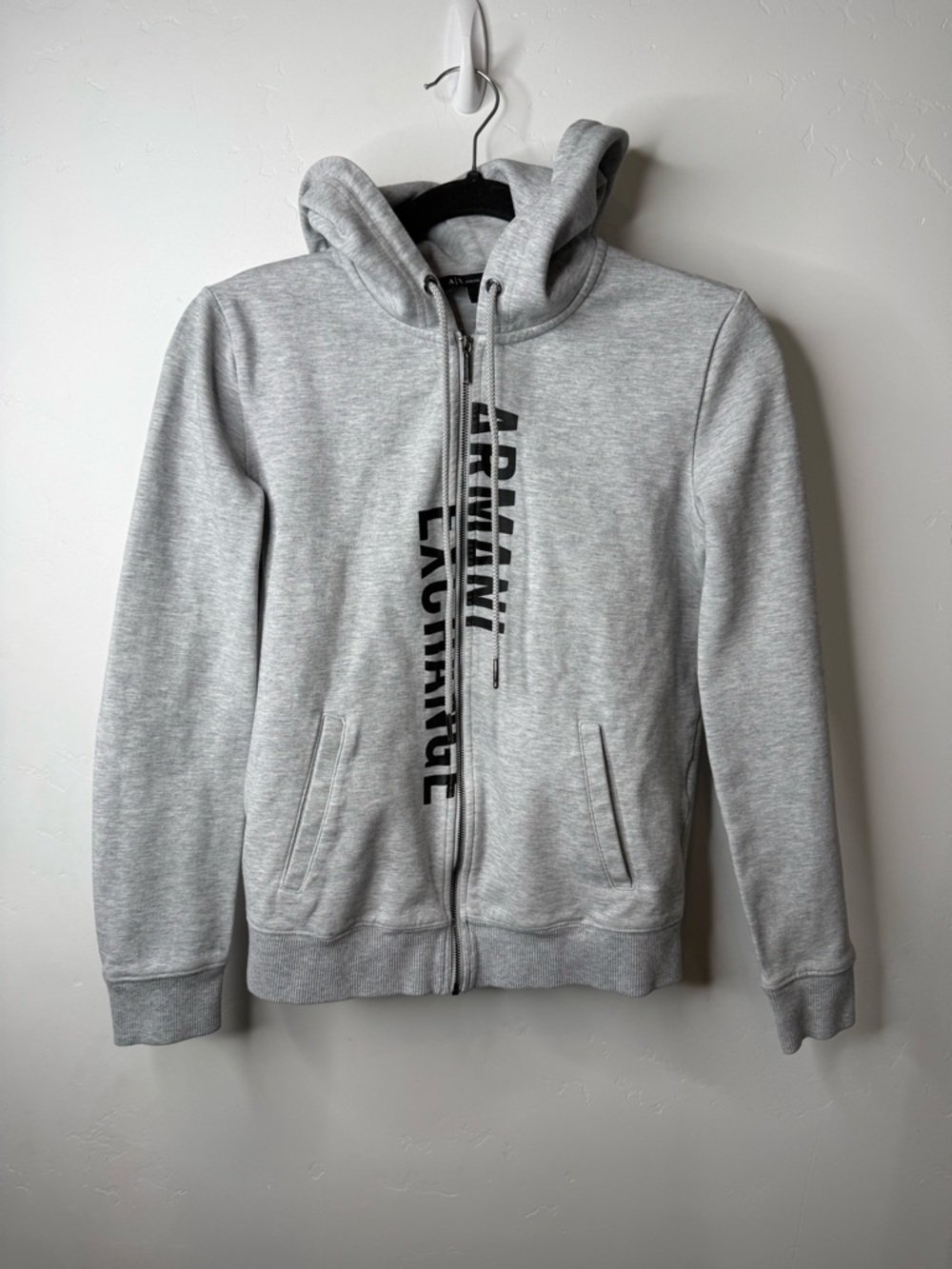 Armani Exchange AX Logo Hoodie Gray Full Zip Sweatshirt Small
